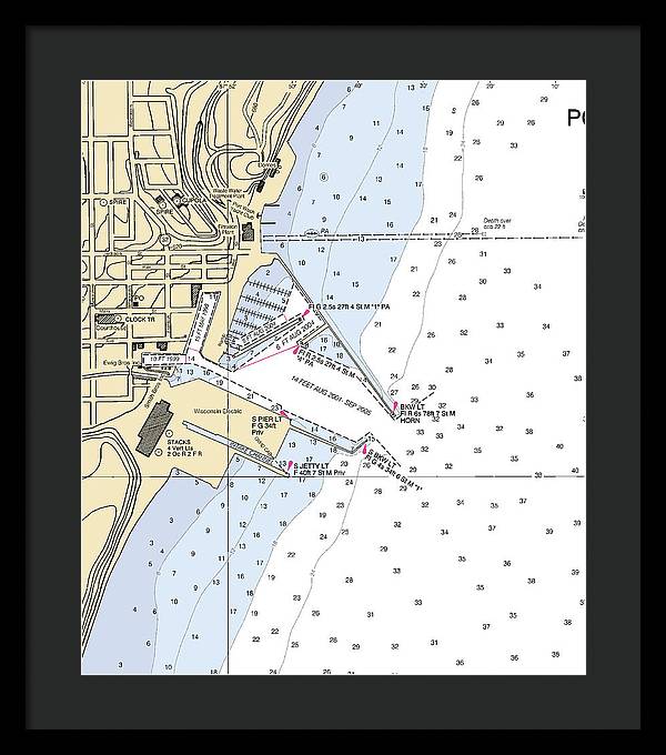 Port Washington-lake Michigan Nautical Chart - Framed Print