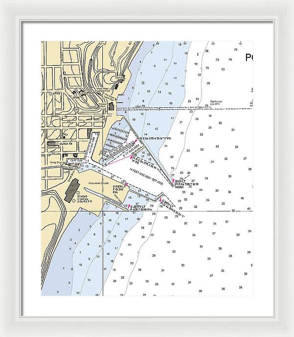 Port Washington-lake Michigan Nautical Chart - Framed Print