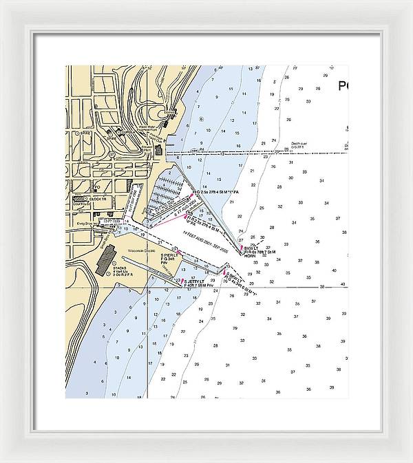 Port Washington-lake Michigan Nautical Chart - Framed Print