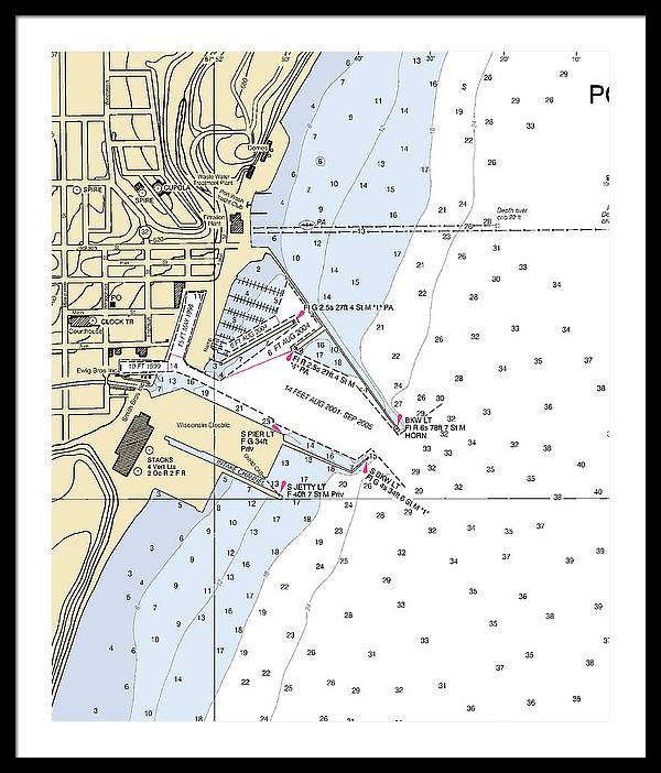 Port Washington-lake Michigan Nautical Chart - Framed Print