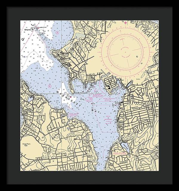 Port Washington-New York Nautical Chart - Framed Print  18.5" x 20"  Framed Nautical Chart Print by SeaKoast.