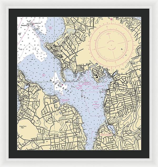 Port Washington-New York Nautical Chart - Framed Print  28" x 30"  Framed Nautical Chart Print by SeaKoast.