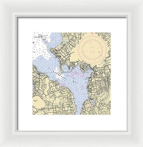Port Washington-New York Nautical Chart - Framed Print  9.5" x 10"  Framed Nautical Chart Print by SeaKoast.