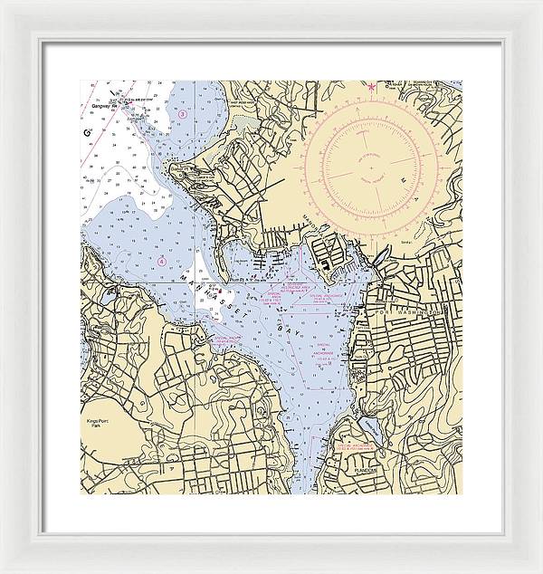 Port Washington-New York Nautical Chart - Framed Print  18.5" x 20"  Framed Nautical Chart Print by SeaKoast.