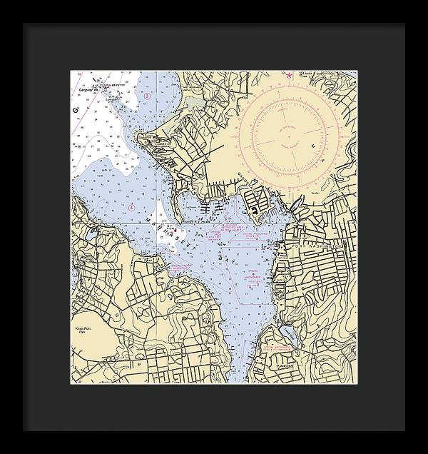 Port Washington-New York Nautical Chart - Framed Print  11" x 12"  Framed Nautical Chart Print by SeaKoast.