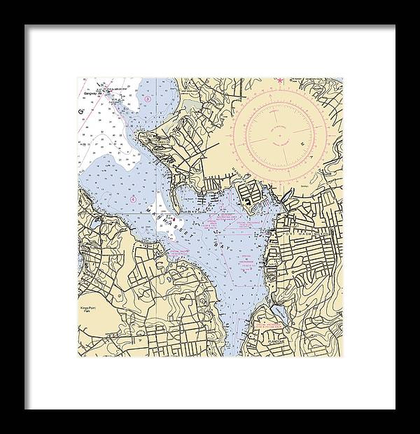 Port Washington-New York Nautical Chart - Framed Print  9.5" x 10"  Framed Nautical Chart Print by SeaKoast.