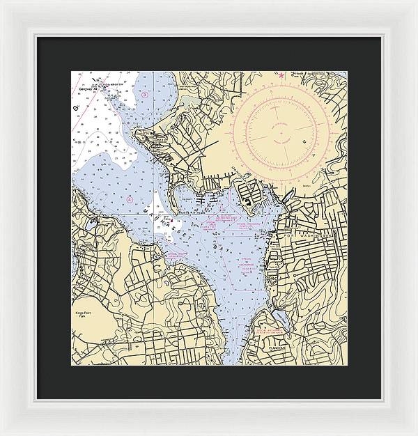 Port Washington-New York Nautical Chart - Framed Print  15" x 16"  Framed Nautical Chart Print by SeaKoast.