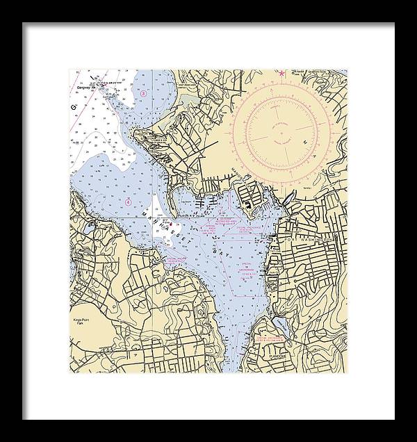 Port Washington-New York Nautical Chart - Framed Print  11" x 12"  Framed Nautical Chart Print by SeaKoast.