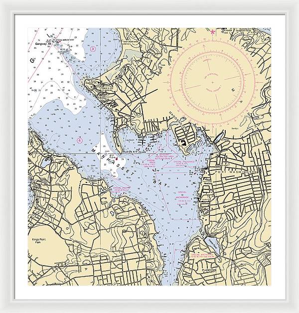 Port Washington-New York Nautical Chart - Framed Print  34" x 36"  Framed Nautical Chart Print by SeaKoast.
