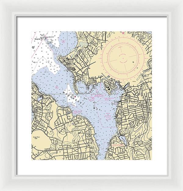 Port Washington-New York Nautical Chart - Framed Print  15" x 16"  Framed Nautical Chart Print by SeaKoast.