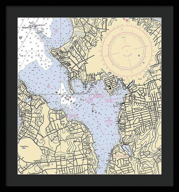 Port Washington-New York Nautical Chart - Framed Print  22" x 24"  Framed Nautical Chart Print by SeaKoast.