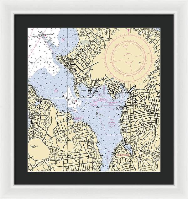 Port Washington-New York Nautical Chart - Framed Print  18.5" x 20"  Framed Nautical Chart Print by SeaKoast.