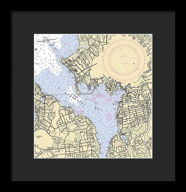 Port Washington-New York Nautical Chart - Framed Print  9.5" x 10"  Framed Nautical Chart Print by SeaKoast.