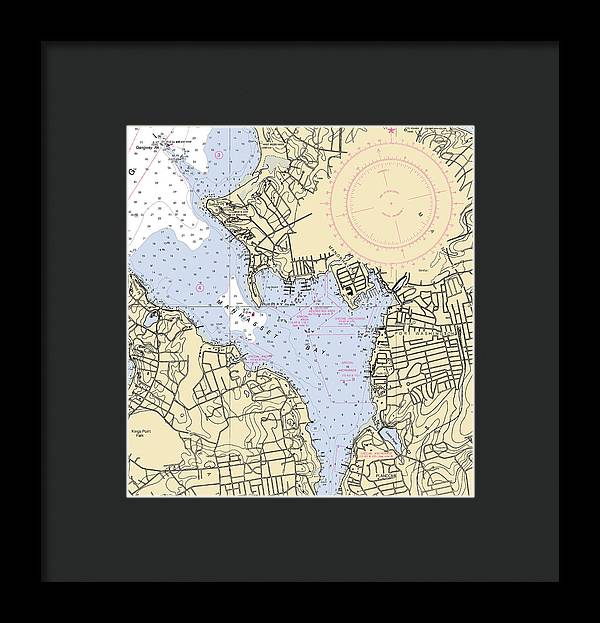 Port Washington-New York Nautical Chart - Framed Print  7.5" x 8"  Framed Nautical Chart Print by SeaKoast.