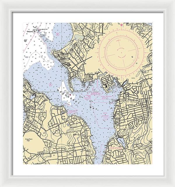 Port Washington-New York Nautical Chart - Framed Print  22" x 24"  Framed Nautical Chart Print by SeaKoast.