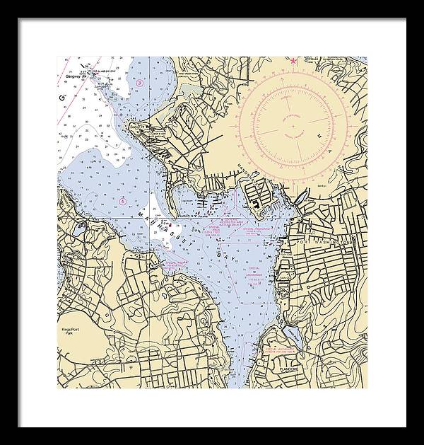 Port Washington-New York Nautical Chart - Framed Print  15" x 16"  Framed Nautical Chart Print by SeaKoast.