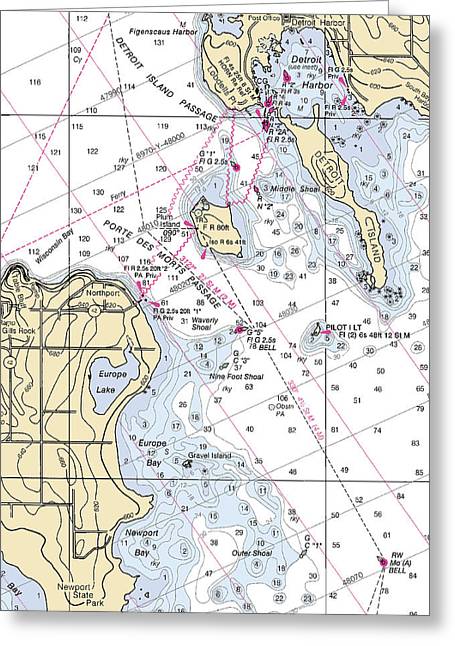 Porte Des Mortes Passage-lake Michigan Nautical Chart - Greeting Card