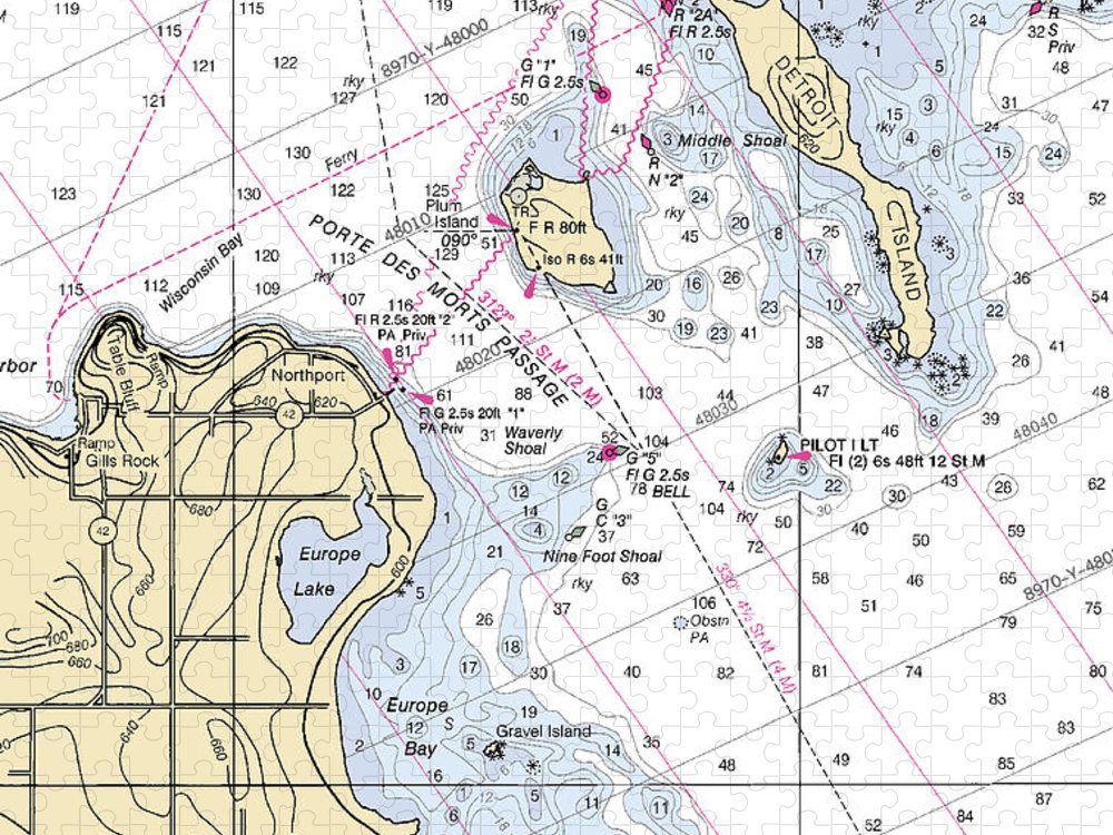 Porte Des Mortes Passage Lake Michigan Nautical Chart Puzzle