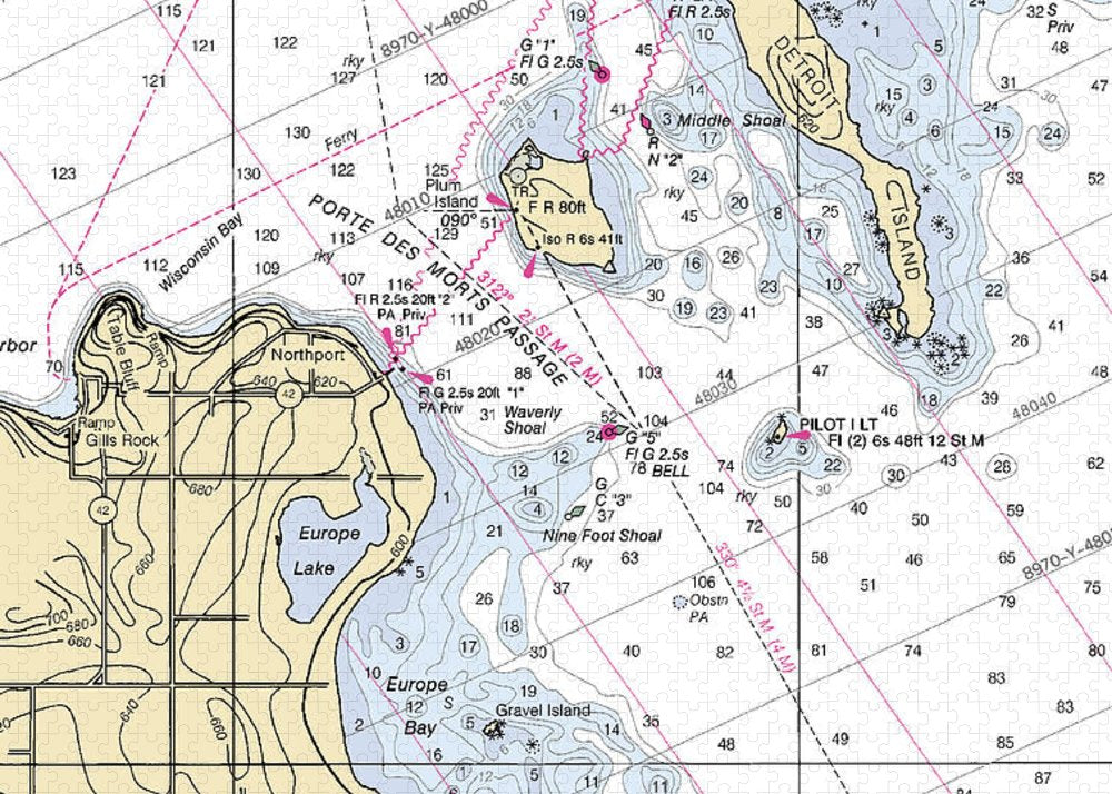 Porte Des Mortes Passage-lake Michigan Nautical Chart - Puzzle