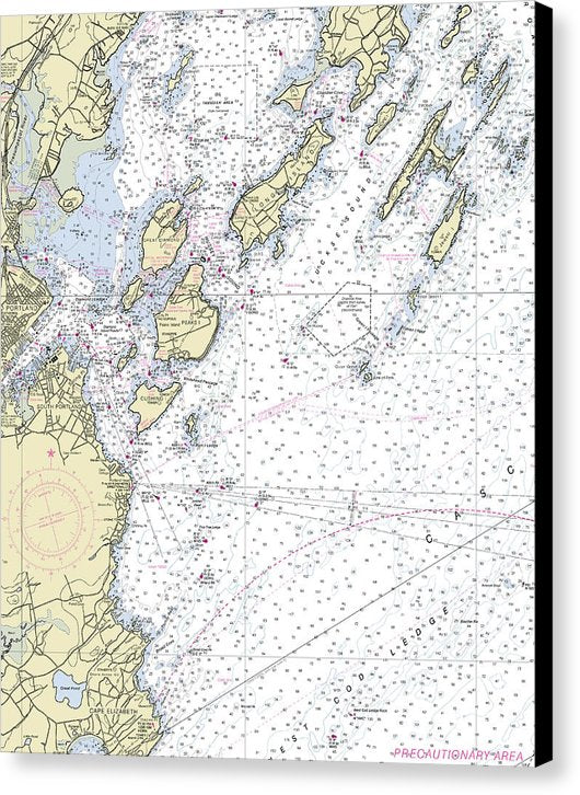 Portland Maine Nautical Chart - Canvas Print