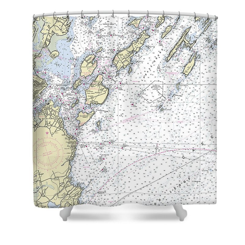 Portland Maine Nautical Chart Shower Curtain