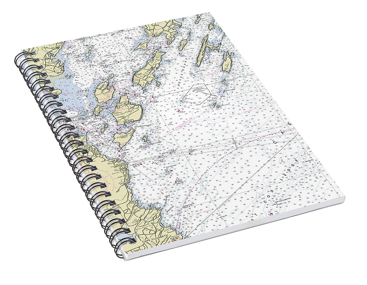 Portland Maine Nautical Chart - Spiral Notebook