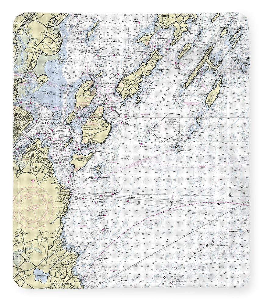 Portland Maine Nautical Chart - Blanket