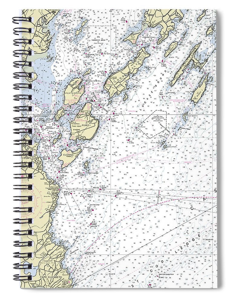 Portland Maine Nautical Chart Spiral Notebook