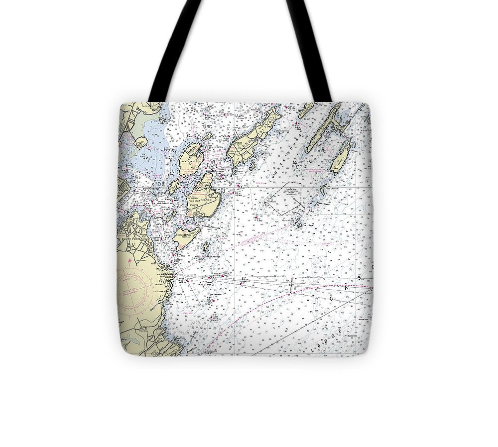 Portland Maine Nautical Chart Tote Bag
