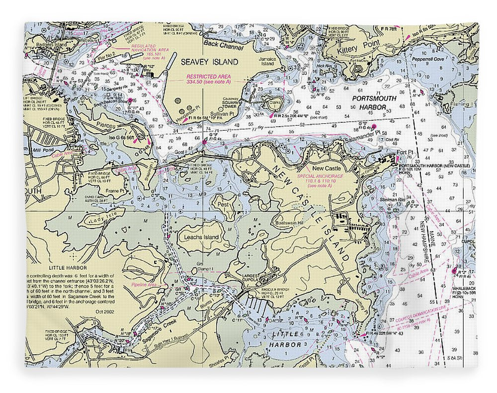 Portsmouth Harbor New Hampshire Nautical Chart - Blanket