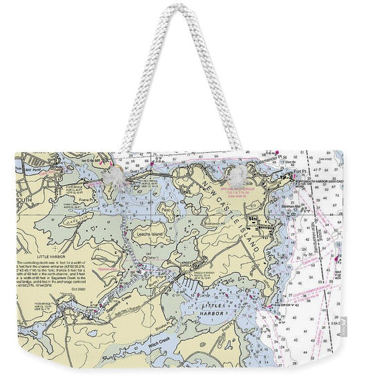 Portsmouth Harbor New Hampshire Nautical Chart - Weekender Tote Bag