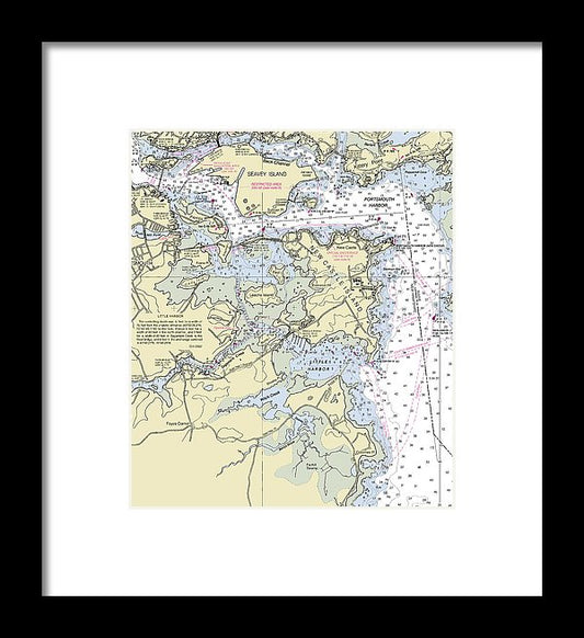 Portsmouth Harbor New Hampshire Nautical Chart - Framed Print  6.875" x 8.000"  Framed Nautical Chart Print by SeaKoast.
