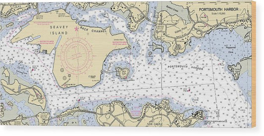 Portsmouth Harbor -New Hampshire Nautical Chart _V2 Wood Print