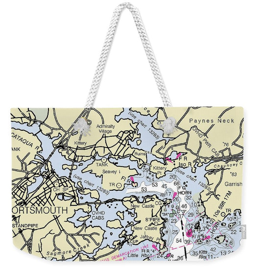 Portsmouth New Hampshire Nautical Chart - Weekender Tote Bag