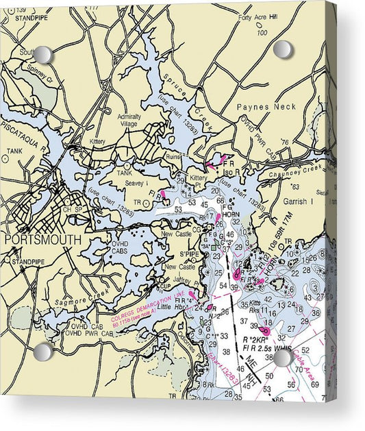 Portsmouth New Hampshire Nautical Chart  Acrylic Print