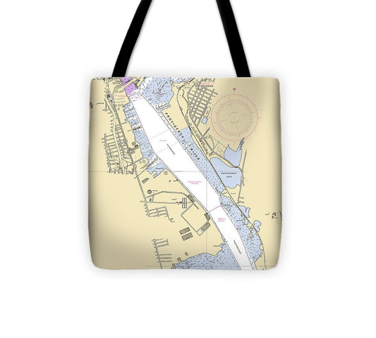 Providence Harbor Rhode Island Nautical Chart Tote Bag