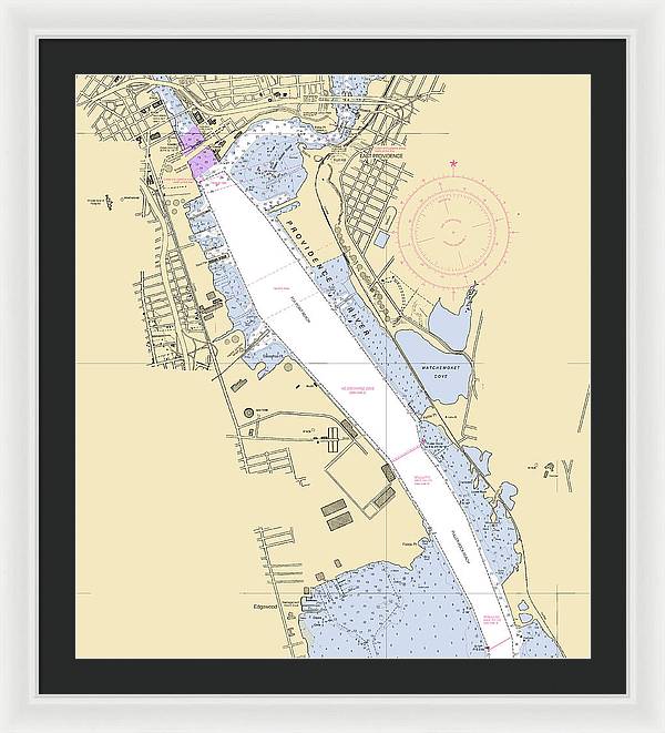 Providence Harbor-rhode Island Nautical Chart - Framed Print