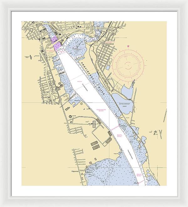 Providence Harbor-rhode Island Nautical Chart - Framed Print