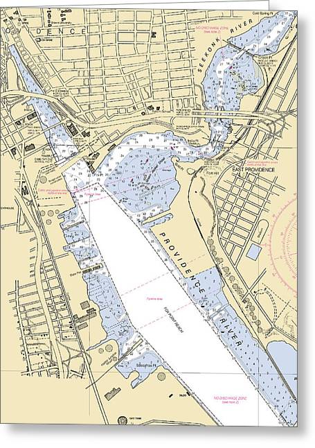 Providence Harbor -rhode Island Nautical Chart _v2 - Greeting Card