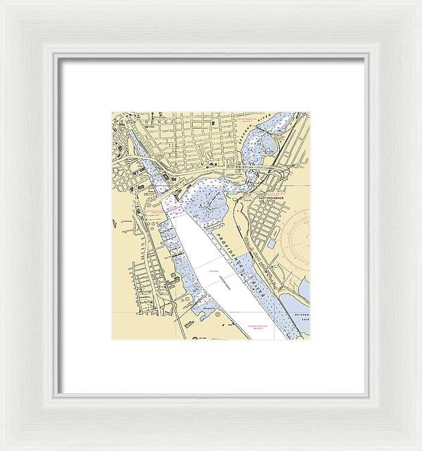 Providence Harbor -rhode Island Nautical Chart _v2 - Framed Print