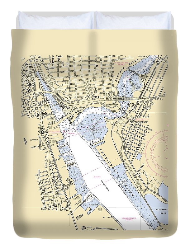 Providence Harbor -rhode Island Nautical Chart _v2 - Duvet Cover