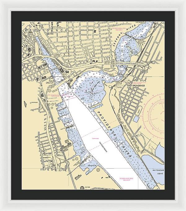 Providence Harbor -rhode Island Nautical Chart _v2 - Framed Print