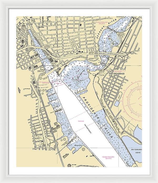 Providence Harbor -rhode Island Nautical Chart _v2 - Framed Print