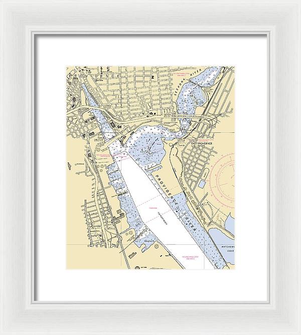 Providence Harbor -rhode Island Nautical Chart _v2 - Framed Print