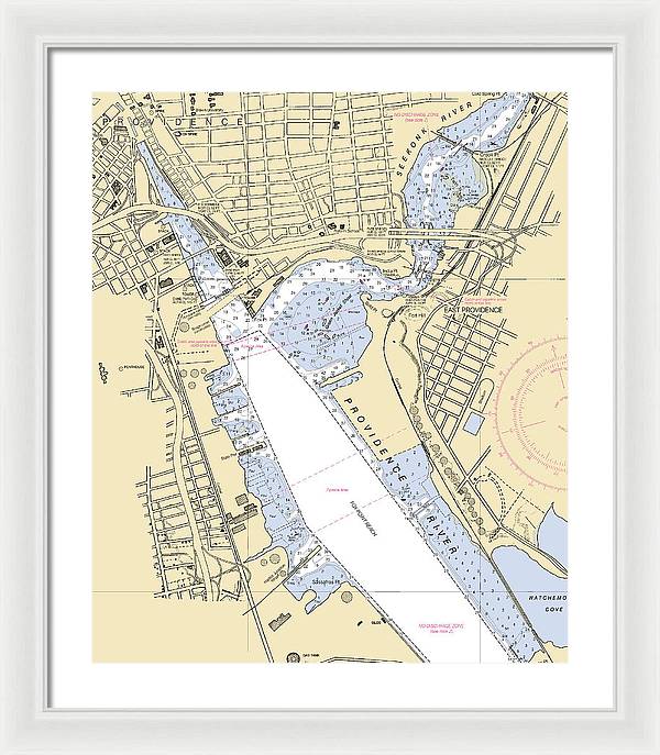 Providence Harbor -rhode Island Nautical Chart _v2 - Framed Print