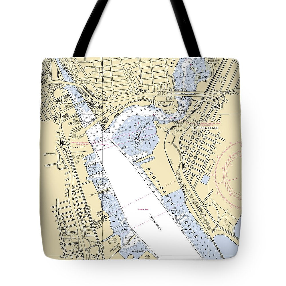 Providence Harbor -rhode Island Nautical Chart _v2 - Tote Bag