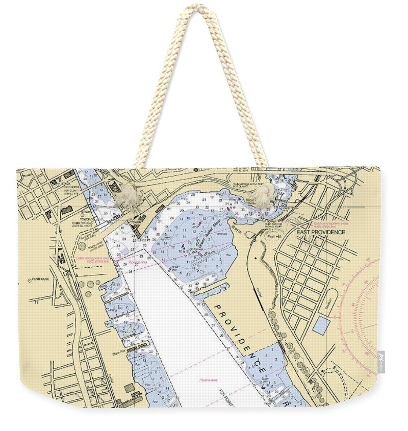 Providence Harbor -rhode Island Nautical Chart _v2 - Weekender Tote Bag