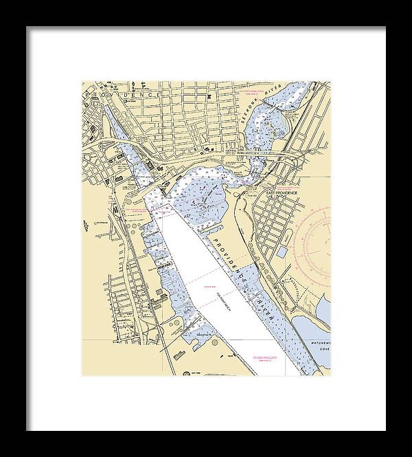 Providence Harbor -rhode Island Nautical Chart _v2 - Framed Print