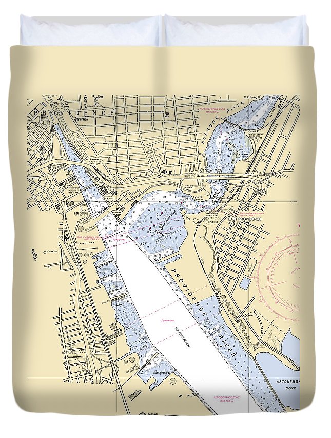 Providence Harbor -rhode Island Nautical Chart _v2 - Duvet Cover