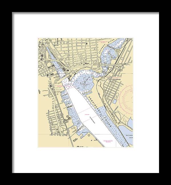 Providence Harbor -rhode Island Nautical Chart _v2 - Framed Print